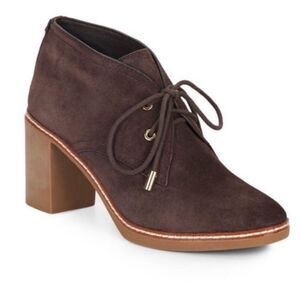 Tory Burch Boots Chocolate Brown Suede Hilary Fur Lined Booties Sz 9.5 Chukka